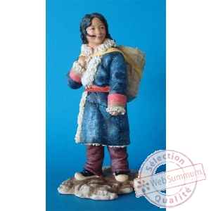 Figurine tibet anil girl w basket col - tib006