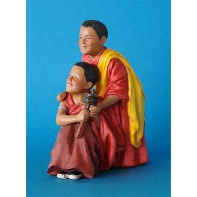 Figurine tibet cimba+zonpa boys prayer wheel - tib003