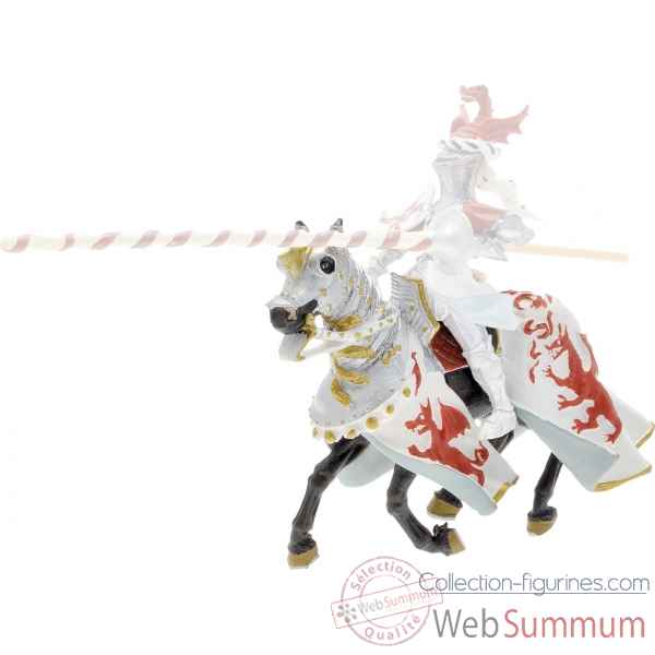 Collection les dragons cheval aux dragons, blanc et rouge figurine sans chevalet Figurine Plastoy 62031