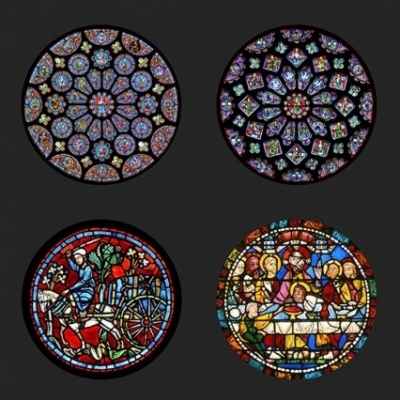 Lot de 4 sous-verres motif vitraux de la Cathedrale de Chartres CS08CHA