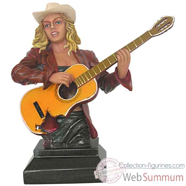 Figurine femme resine guitare Statue Musicien -Y30ZP-1801