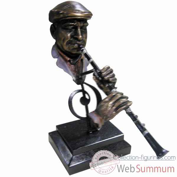 Figurine resine facon metal clarinette Statue Musicien -Y10ZP-716