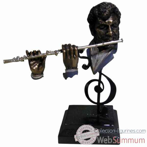 Figurine resine facon metal flute Statue Musicien -Y10ZP-715