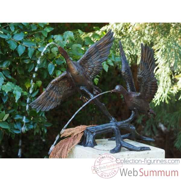 Sculpture 2 canards fontaine en bronze thermobrass -b50547