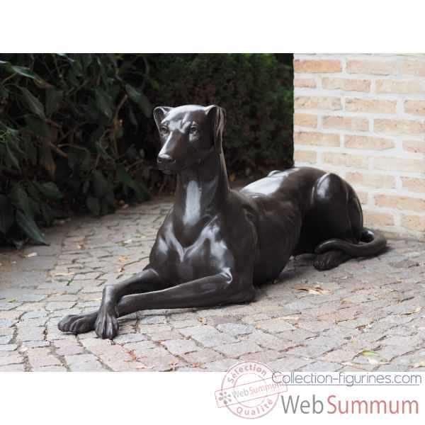 Statue bronze chien couche a droite -B94540