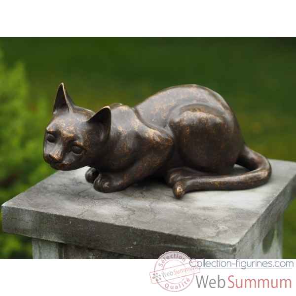 Statue en bronze chat couche thermobrass -an6097br-bi