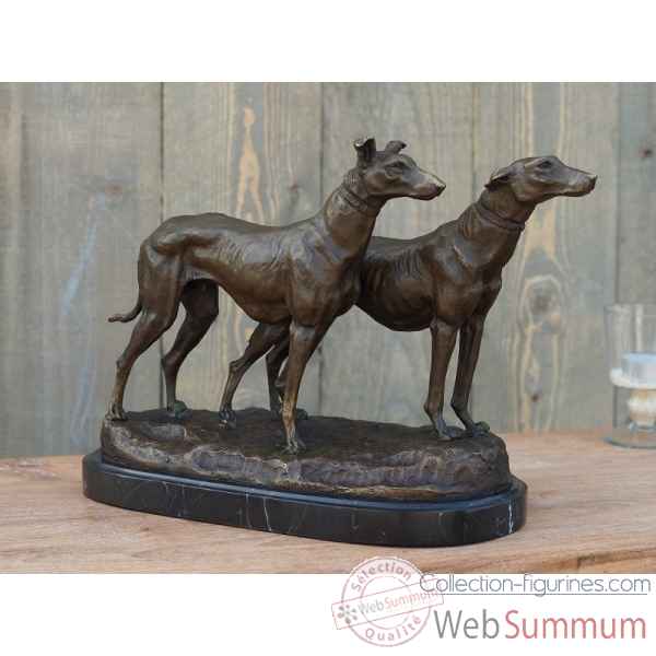 Statue en bronze paire de lévriers thermobrass -an1235br-b-2
